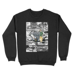 Initial D / Takumi Fujiwara - Manga Wall Design (Version 1) Unisex Crewneck Sweatshirt