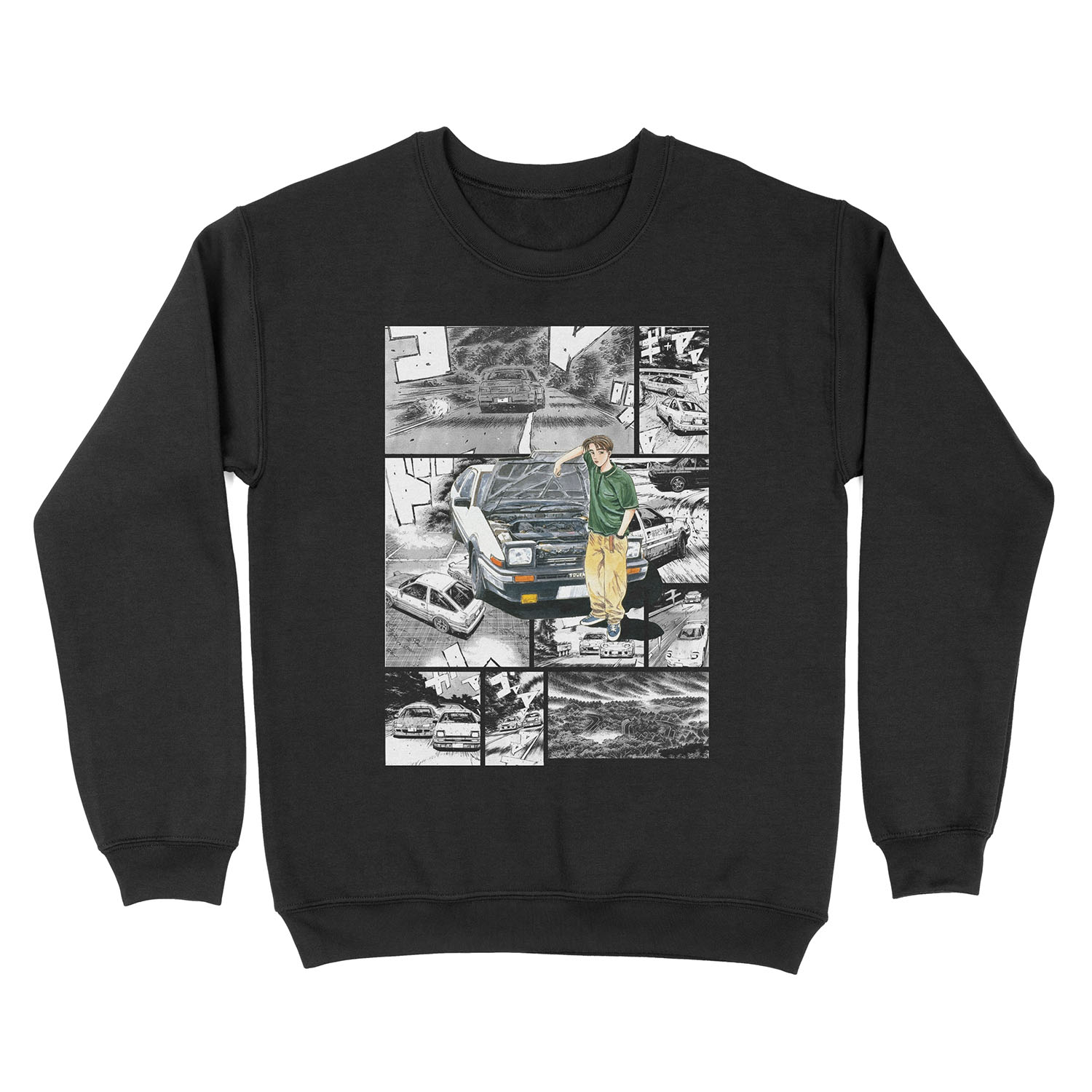 Initial D / Takumi Fujiwara - Manga Wall Design (Version 1) Unisex Crewneck Sweatshirt
