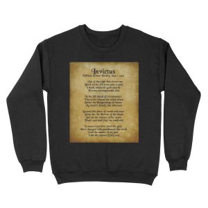 Invictus, Ernest Henley poem on parchment Unisex Crewneck Sweatshirt