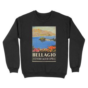 Italy Bellagio Lake Como vintage Italian travel advert Unisex Crewneck Sweatshirt