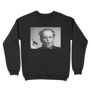 Jack Nicholson, Cigar, Smoke Rings, Black and White Photography Unisex Crewneck Sweatshirt