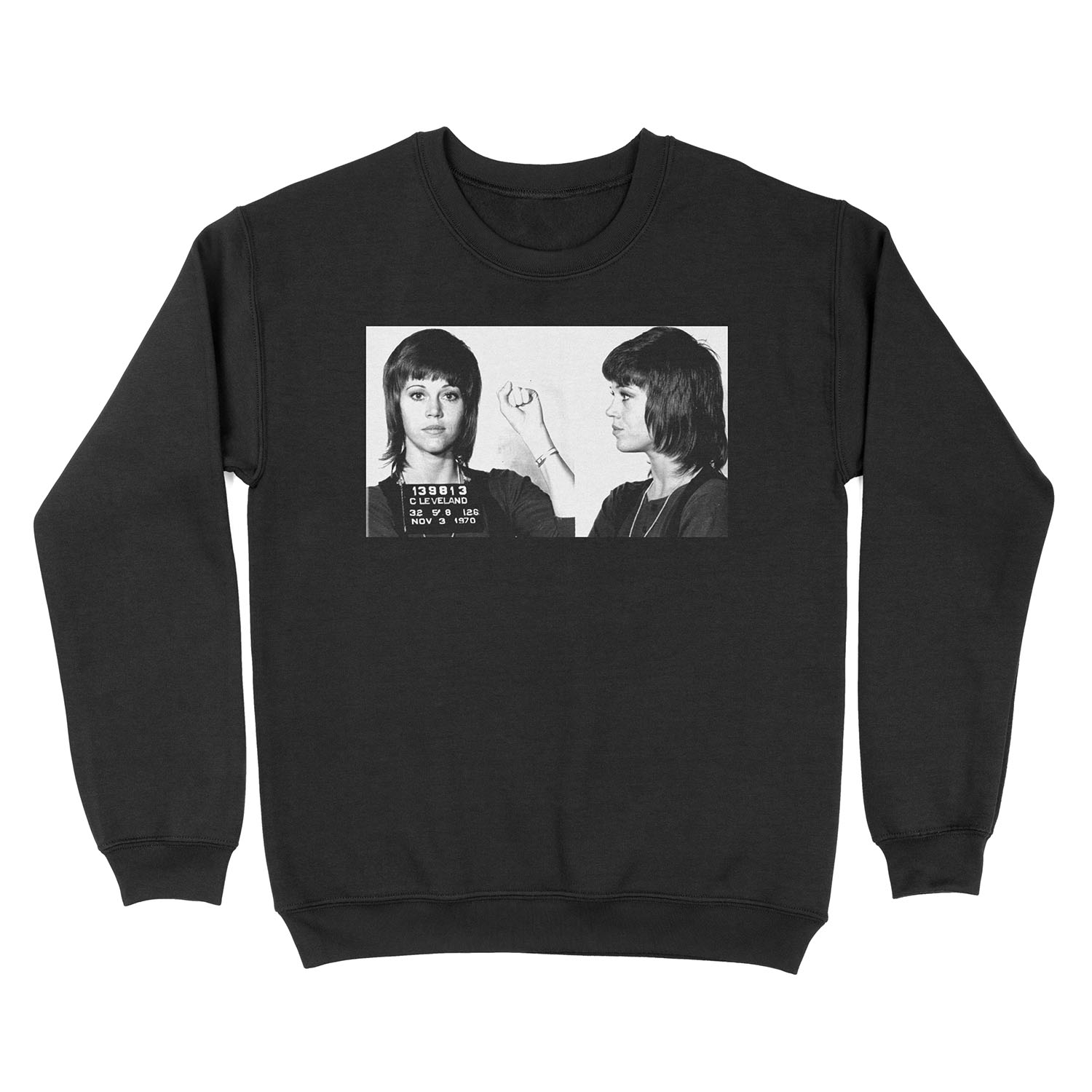 Jane Fonda Power Mugshot Unisex Crewneck Sweatshirt
