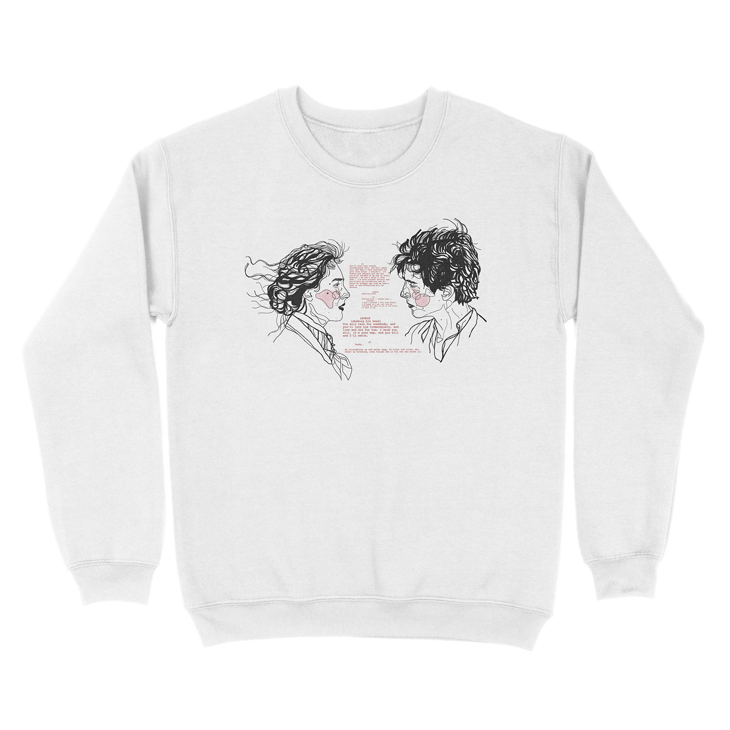 jo and laurie // little women script Unisex Crewneck Sweatshirt - Image 2