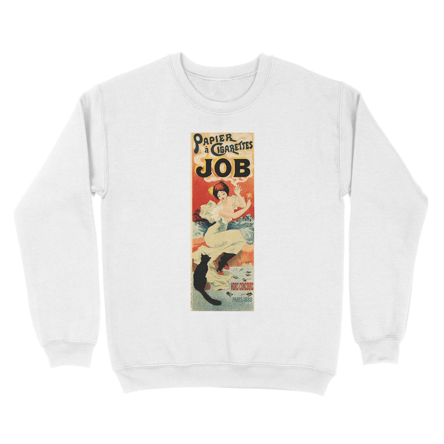 JOB PAPIER CIGARETTES by Georges Meunier Paris 1889 Vintage Art Nouveau Advertisement Unisex Crewneck Sweatshirt - Image 2