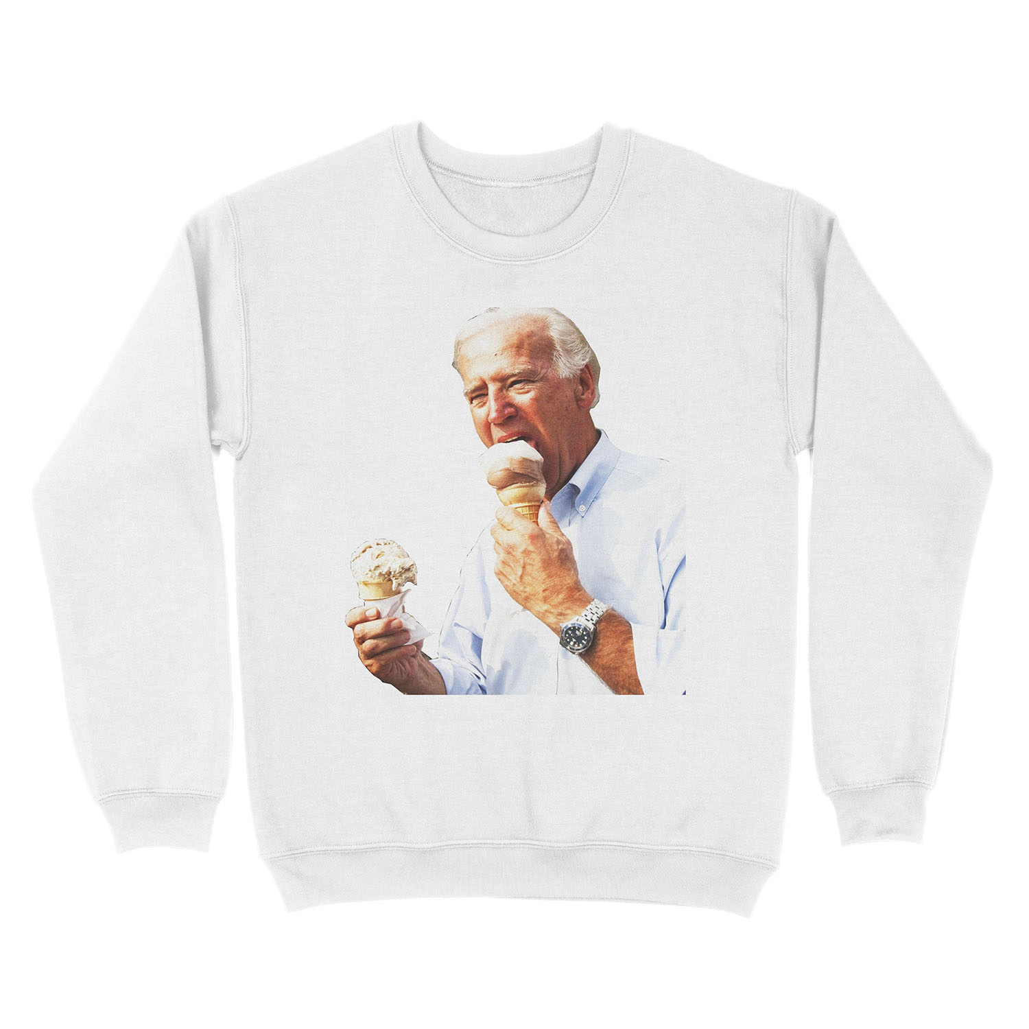 Joe Biden Eating Ice Cream Unisex Crewneck Sweatshirt - Image 2