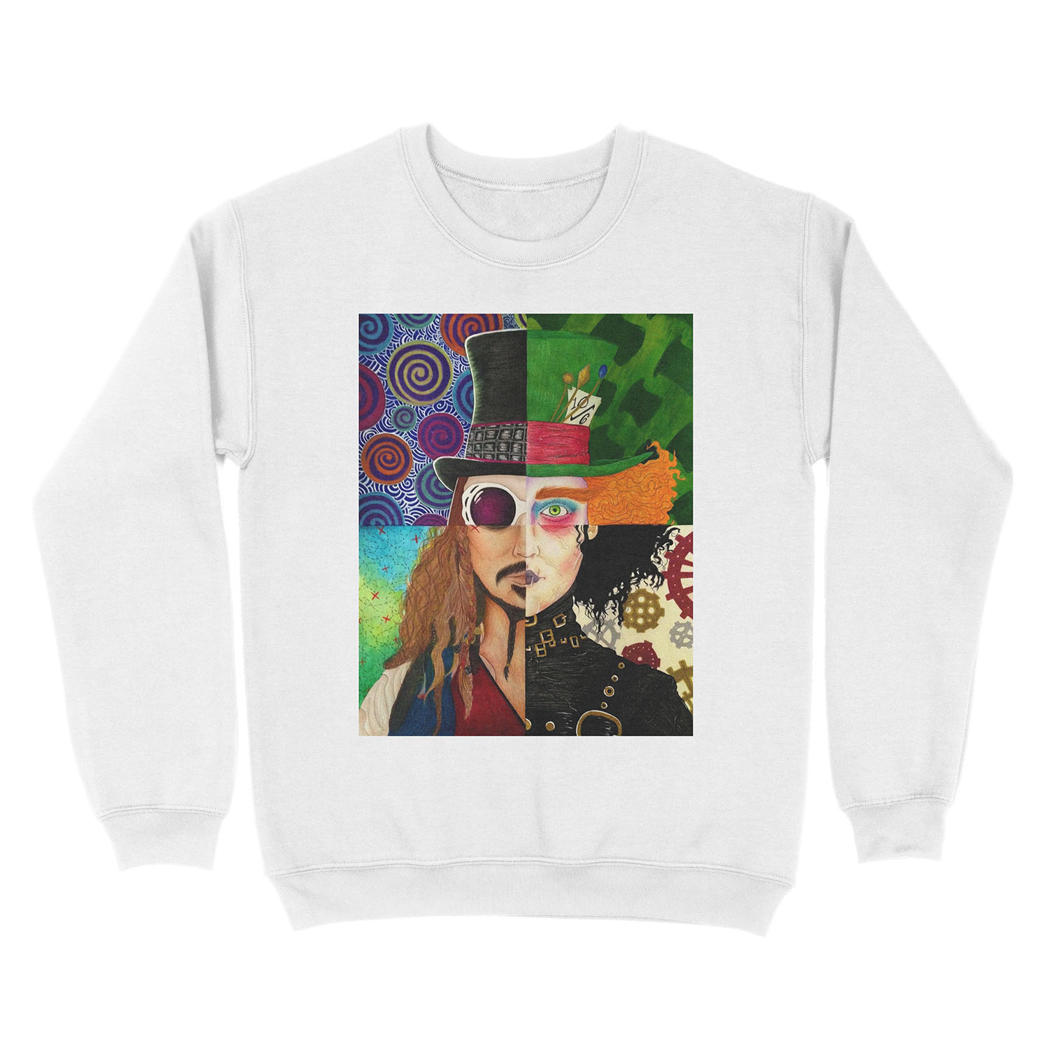 Johnny Depp Character Collage Unisex Crewneck Sweatshirt - Image 2