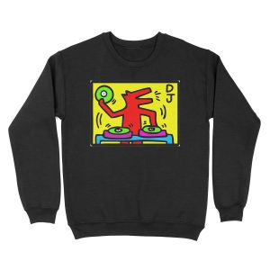 Keith Haring - DJ / 1988 / Talking Heads / Abstract / Pop Art Unisex Crewneck Sweatshirt
