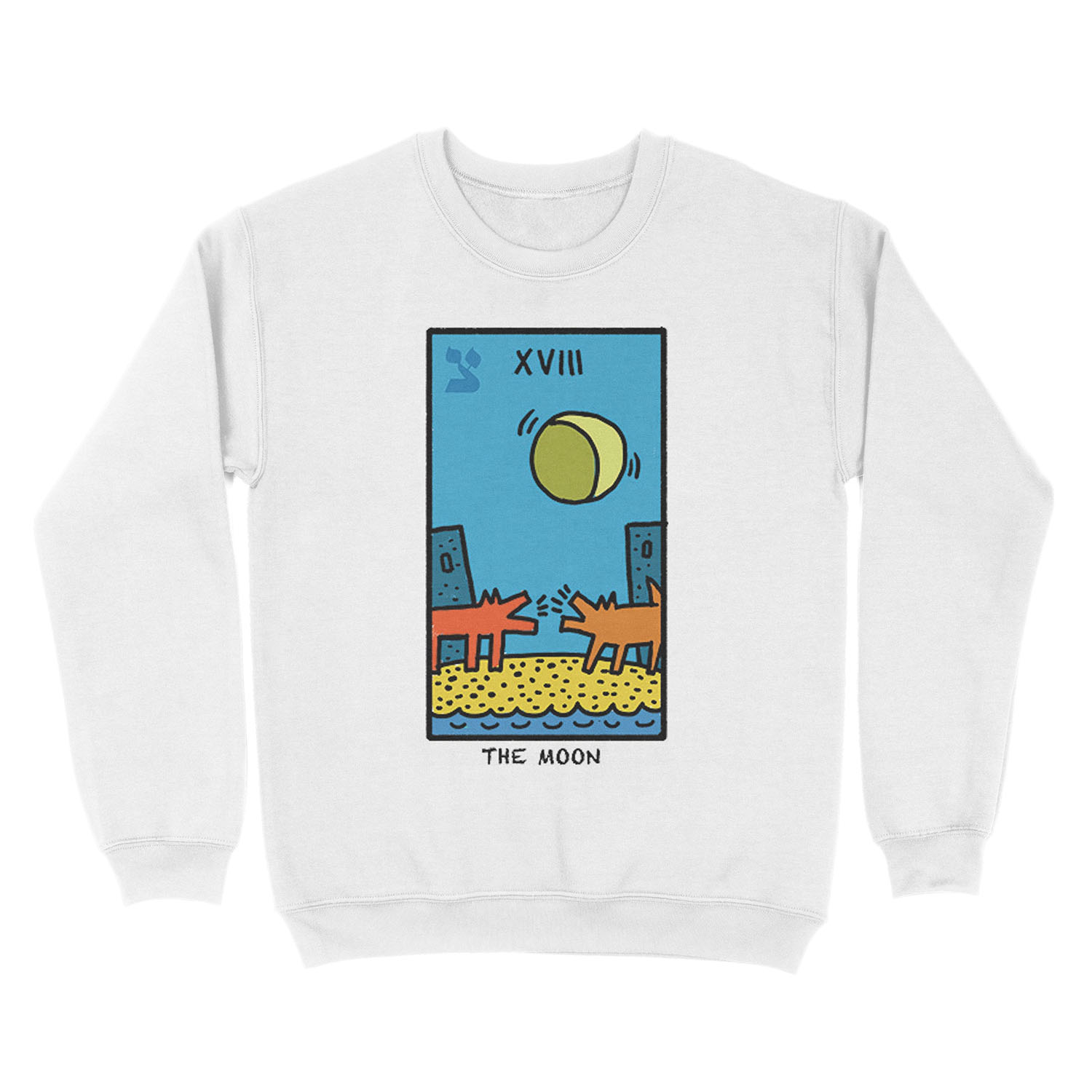 Kieth Haring Moon Tarot Unisex Crewneck Sweatshirt - Image 2