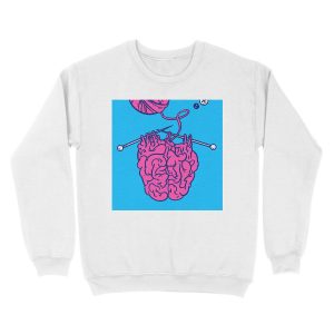Alternative view of Knitting a brain Unisex Crewneck Sweatshirt