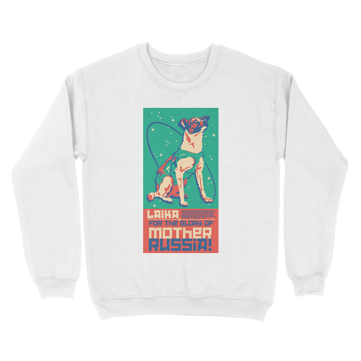 Laika Space Dog Illustration Vector Russian Propaganda Pup Retro Vintage Unisex Crewneck Sweatshirt - Image 2