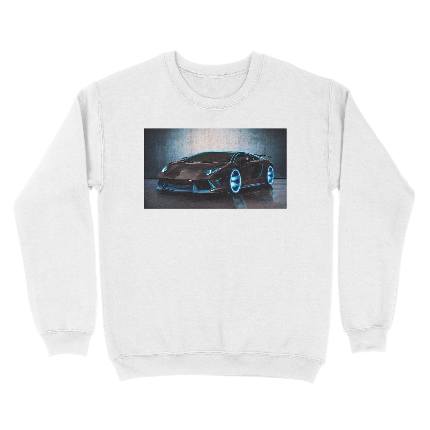 LAMBORGHINI AVENTADOR TRON BLUE Unisex Crewneck Sweatshirt - Image 2