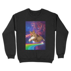 Laser cat in space Unisex Crewneck Sweatshirt
