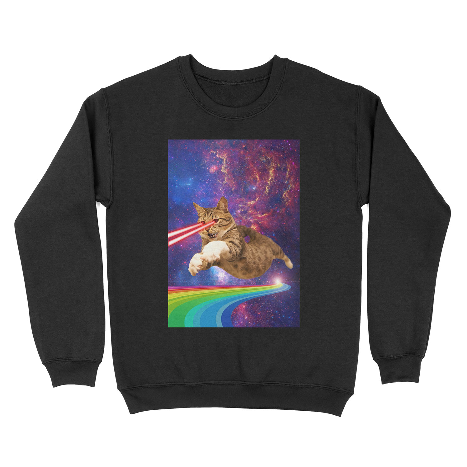 Laser cat in space Unisex Crewneck Sweatshirt