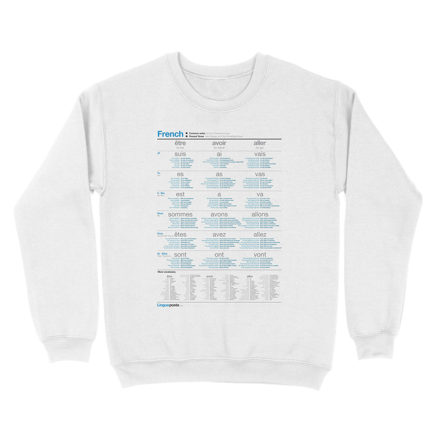 Learn French - Common Verbs Unisex Crewneck Sweatshirt - Image 2