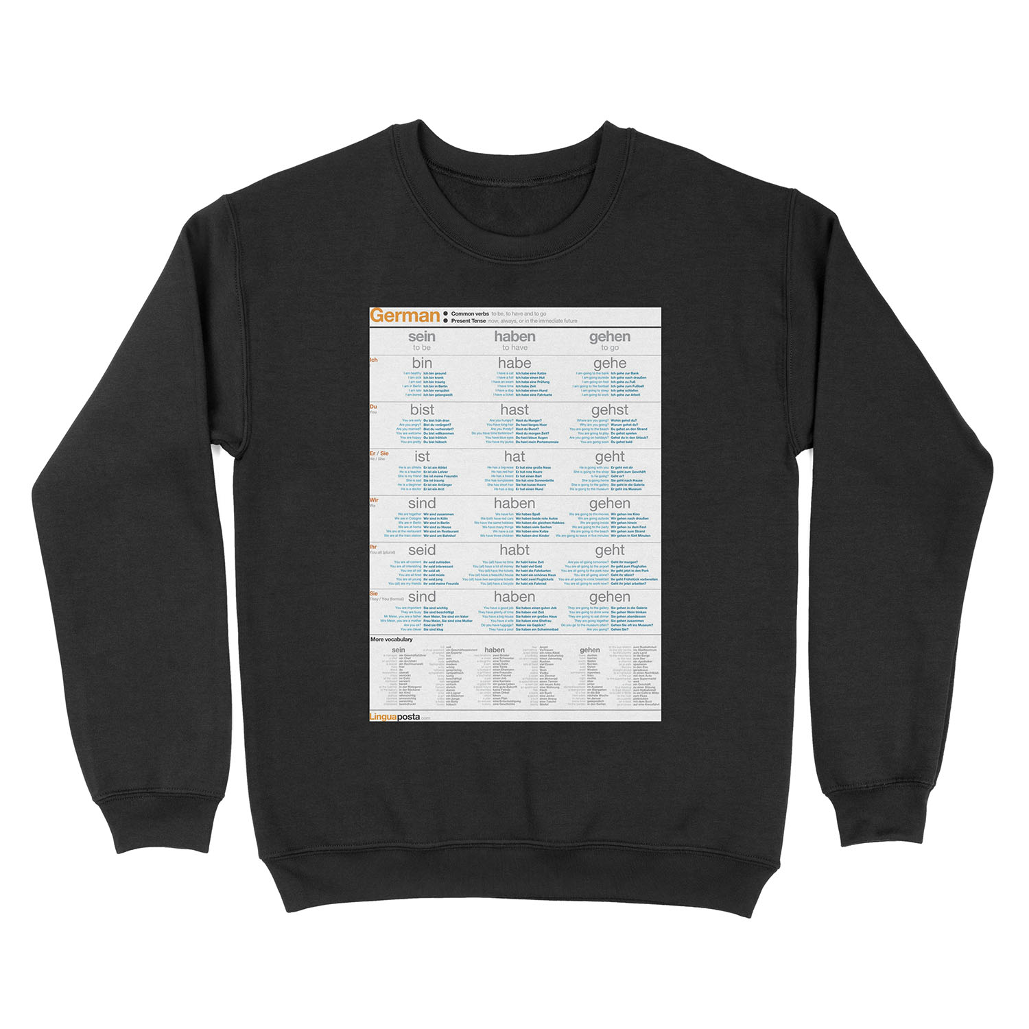Learn German - Common German Verbs Unisex Crewneck Sweatshirt
