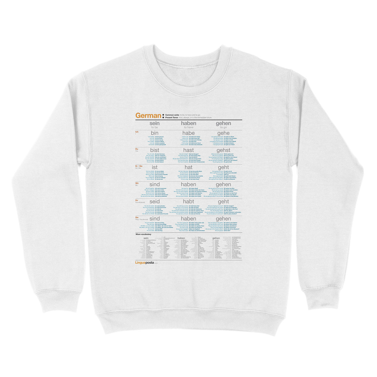 Learn German - Common German Verbs Unisex Crewneck Sweatshirt - Image 2