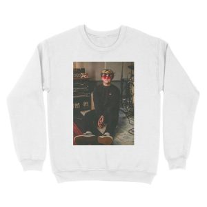 Alternative view of Lewis Capaldi wearing 4 pairs of funky glasses Unisex Crewneck Sweatshirt