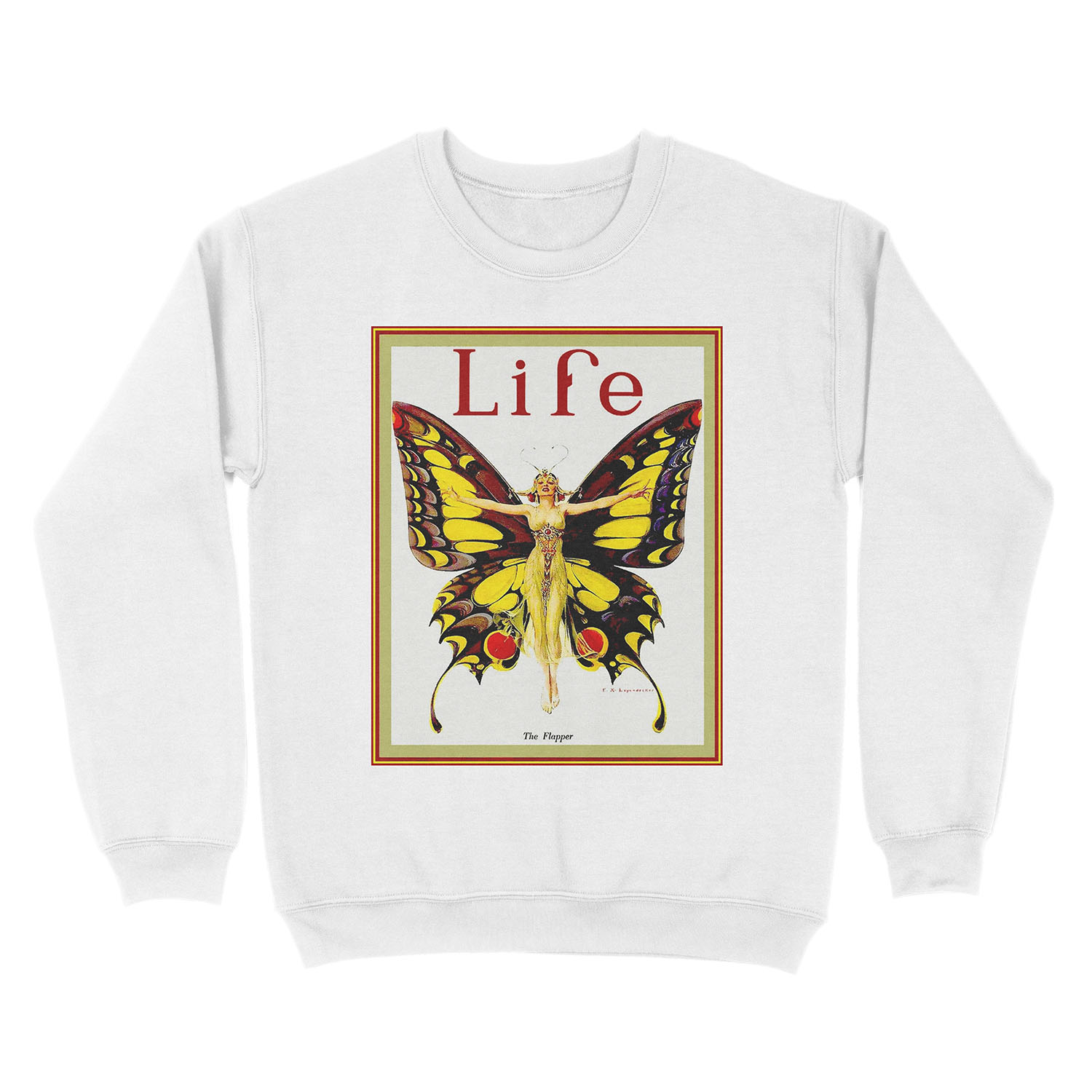 LIFE : Vintage 1922 Flapper Advertising Print Unisex Crewneck Sweatshirt - Image 2