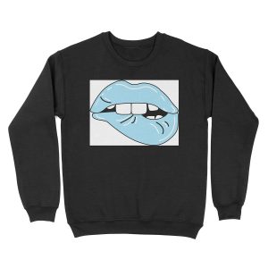 Light Blue Lip Bite Unisex Crewneck Sweatshirt