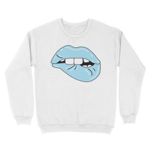 Alternative view of Light Blue Lip Bite Unisex Crewneck Sweatshirt