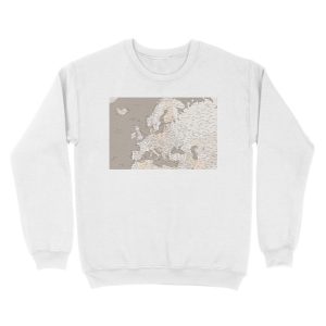 Alternative view of Light brown map of Europe with cities Unisex Crewneck Sweatshirt
