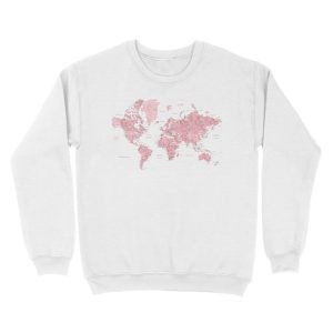 Alternative view of Light pink and muted pink world map with cities Unisex Crewneck Sweatshirt
