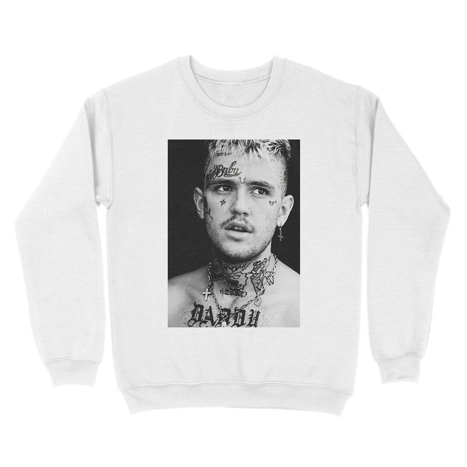 lil peep black and white poster Unisex Crewneck Sweatshirt - Image 2
