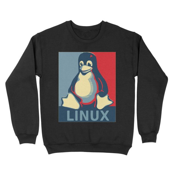 Linux tux penguin obama poster Unisex Crewneck Sweatshirt