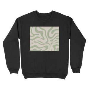 Liquid Swirl Abstract Pattern in Beige and Sage Green Unisex Crewneck Sweatshirt