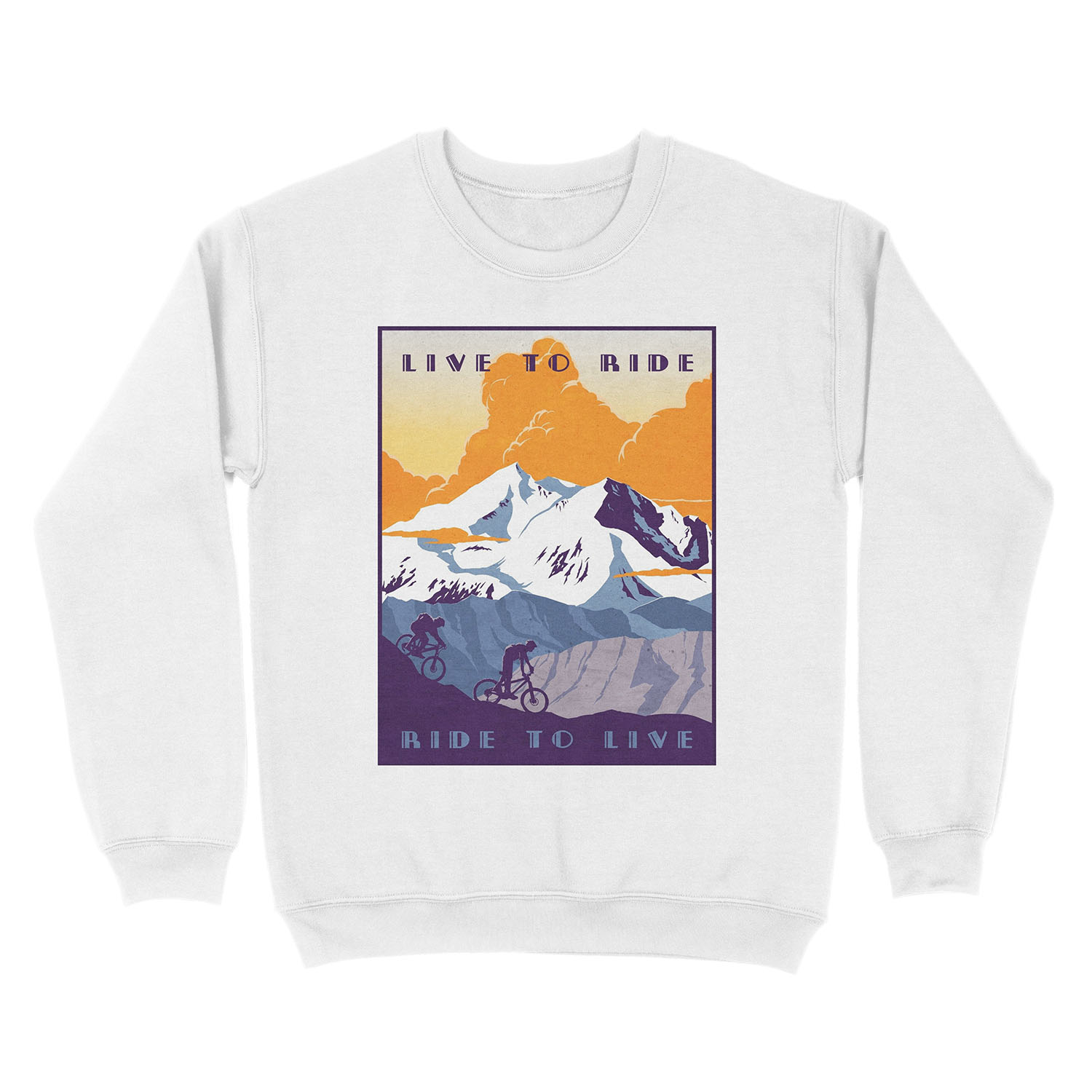 Live to Ride, Ride to Live retro cycling poster Unisex Crewneck Sweatshirt - Image 2