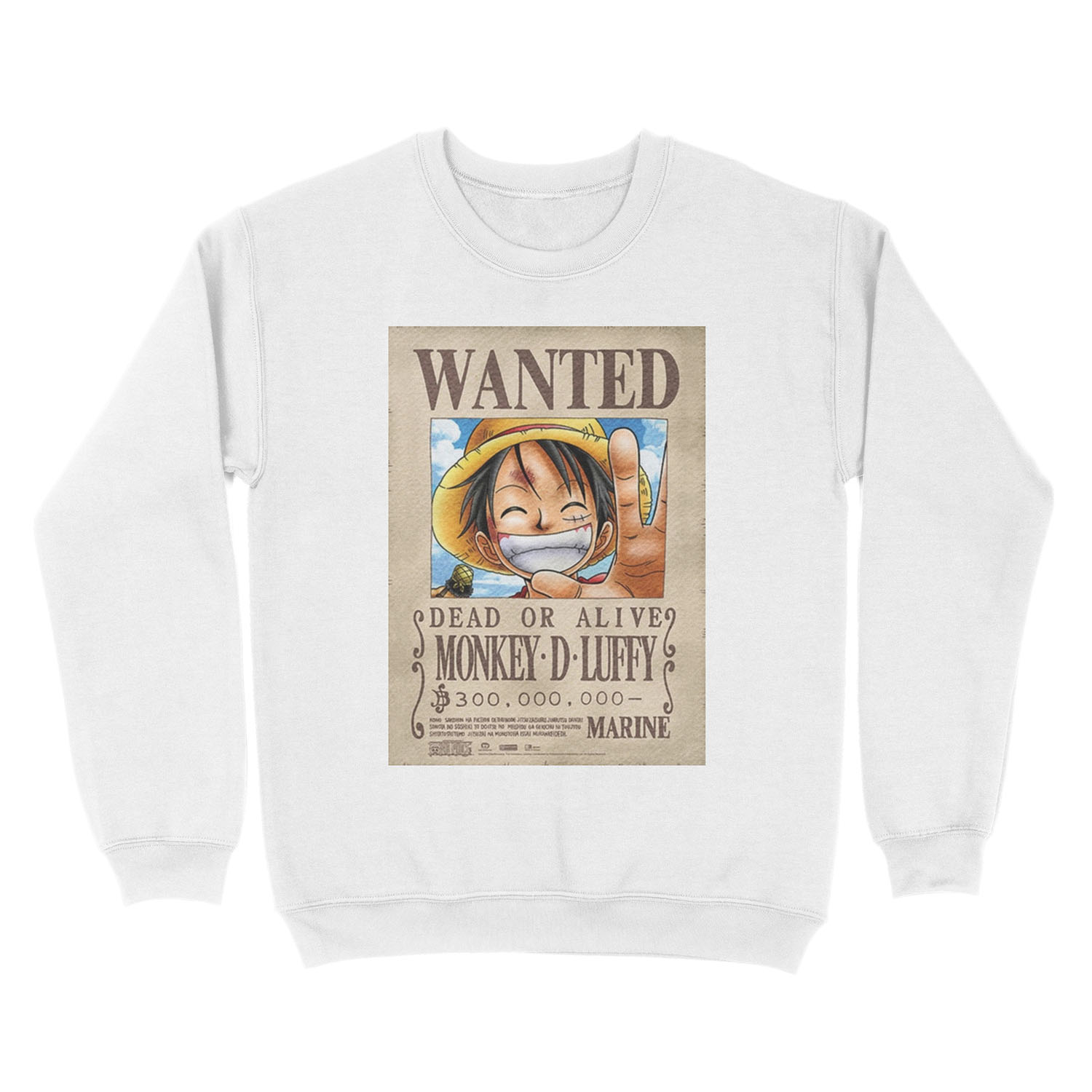 Luffy wanted poster Unisex Crewneck Sweatshirt - Image 2