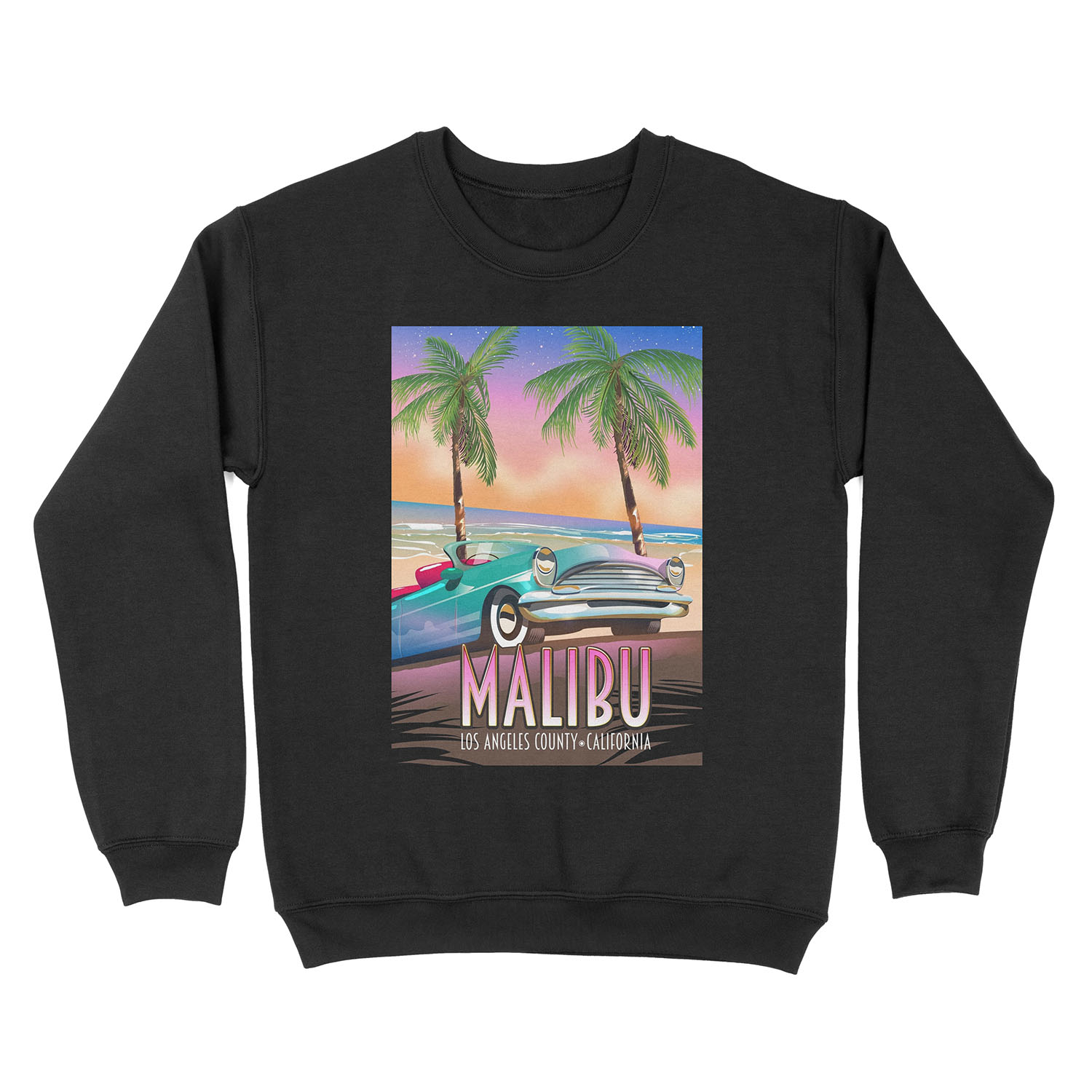 Malibu, Los Angeles, California Vintage travel poster Unisex Crewneck Sweatshirt