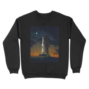 MAN ON THE MOON. APOLLO 4. Saturn V rocket. Used for the American manned lunar landing missions. Unisex Crewneck Sweatshirt