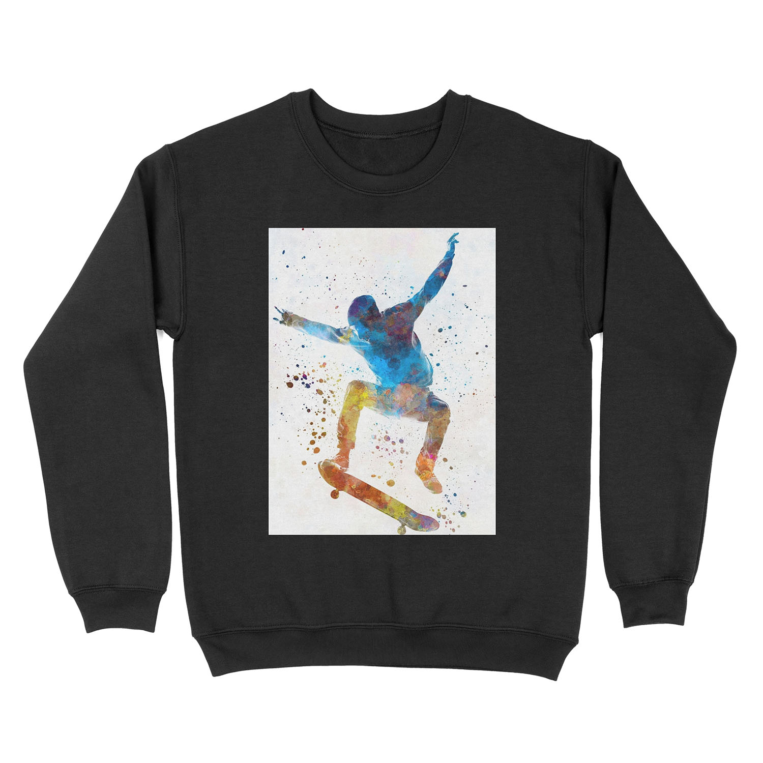 Man skateboard 01 in watercolor Unisex Crewneck Sweatshirt