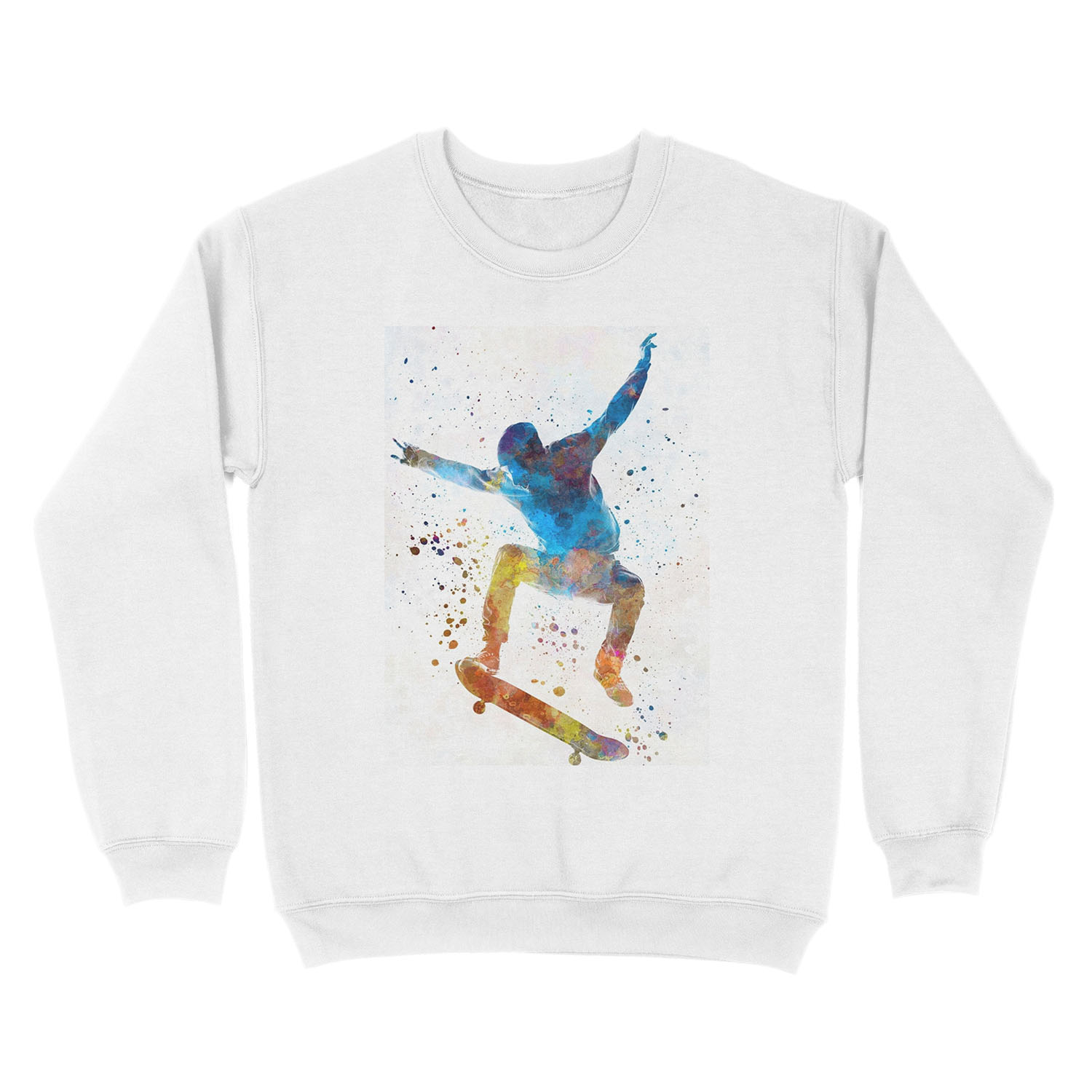 Man skateboard 01 in watercolor Unisex Crewneck Sweatshirt - Image 2