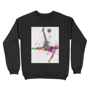 man soccer football player flying kicking Unisex Crewneck Sweatshirt