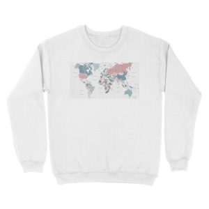 Alternative view of Map of the World in Pink and Blue Unisex Crewneck Sweatshirt