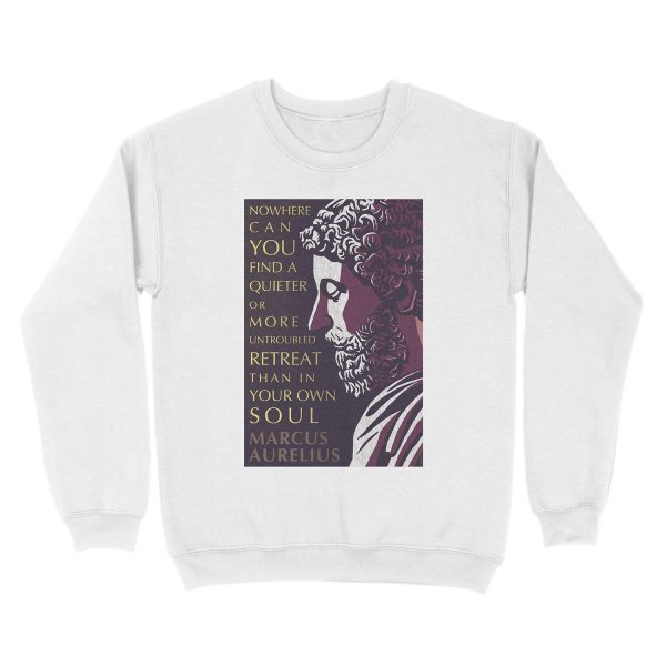 Marcus Aurelius quote: A quieter or more untroubled retreat Unisex Crewneck Sweatshirt - Image 2