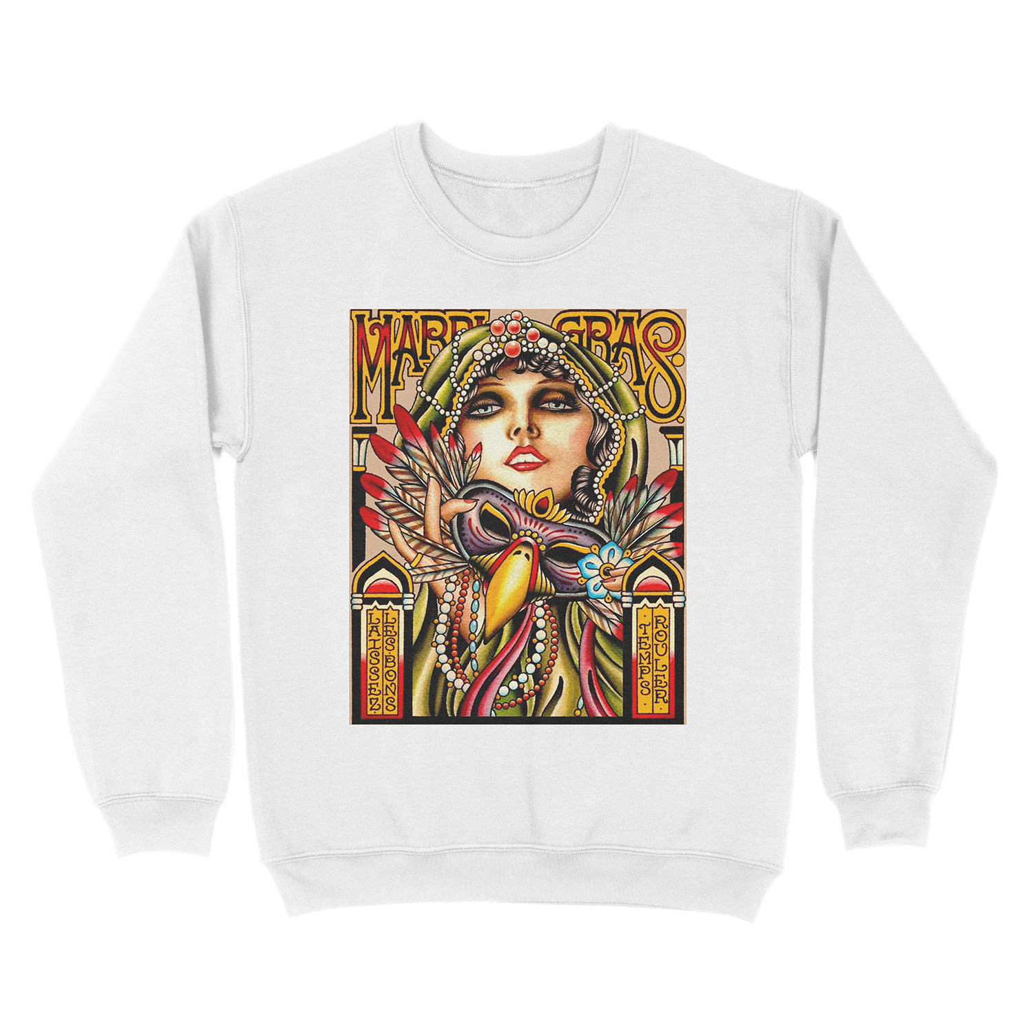 MARDI GRAS; Vintage New Orleans Art Deco Print Unisex Crewneck Sweatshirt - Image 2