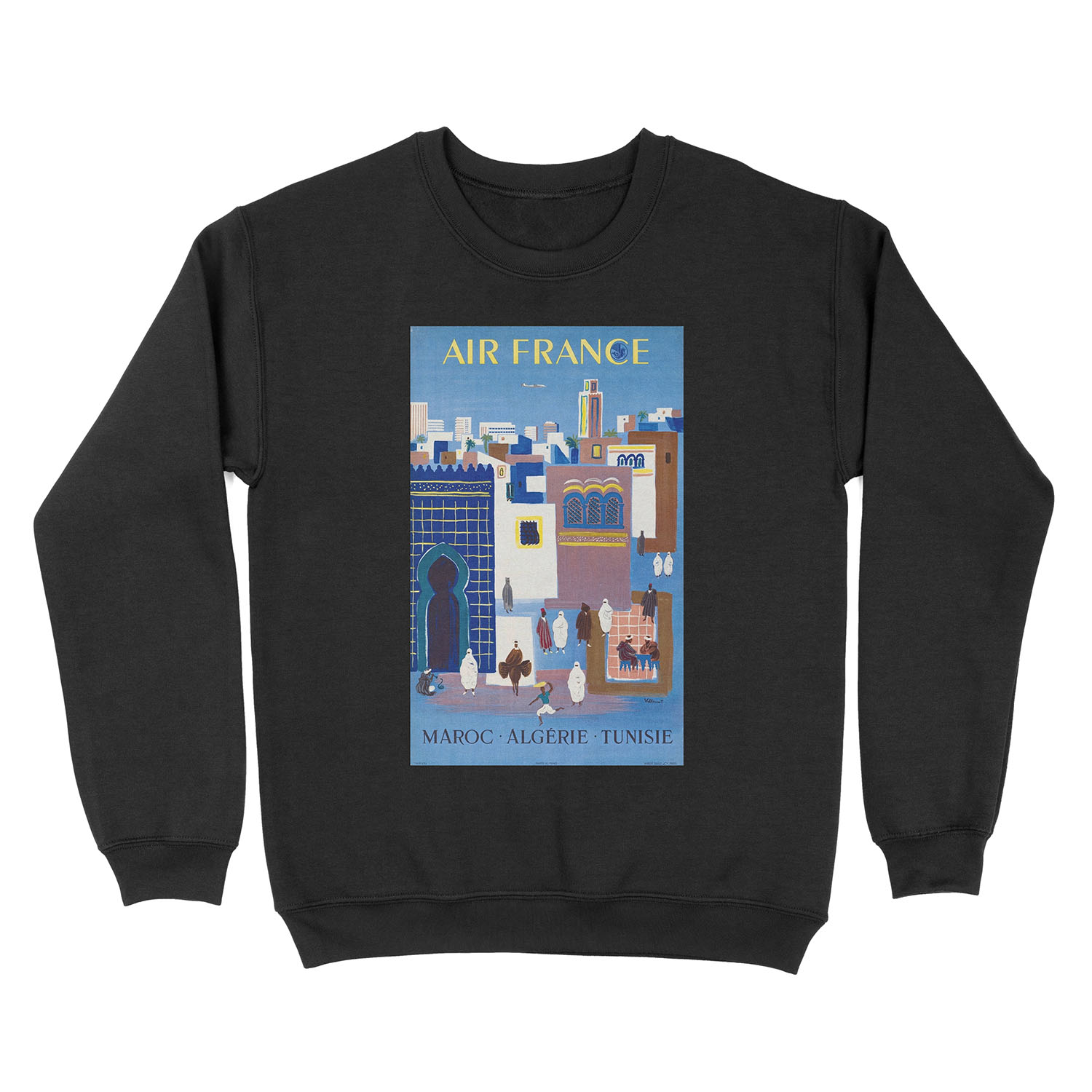Maroc Algerie Tunise - 1960s Vintage Air France Travel Unisex Crewneck Sweatshirt