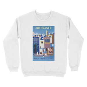 Alternative view of Maroc Algerie Tunise - 1960s Vintage Air France Travel Unisex Crewneck Sweatshirt