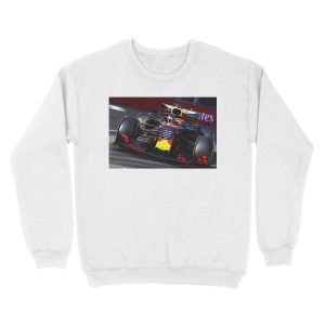 Alternative view of Max Verstappen during the Grand Prix at Baku 2019 Unisex Crewneck Sweatshirt