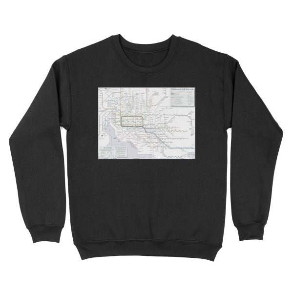 Melbourne train and tram map Unisex Crewneck Sweatshirt