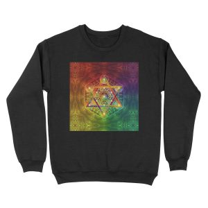 Metatron's Cube with Merkabah and Flower of Life Unisex Crewneck Sweatshirt
