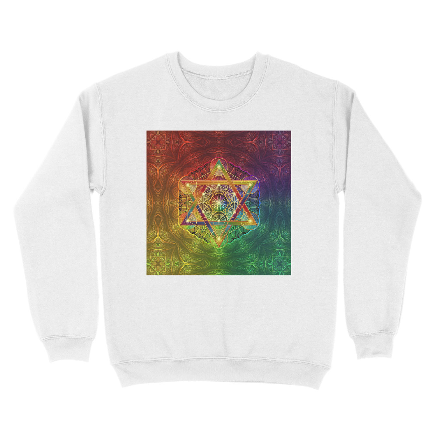 Metatron's Cube with Merkabah and Flower of Life Unisex Crewneck Sweatshirt - Image 2
