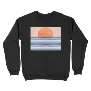 Mid Century Beach Sunset Design Unisex Crewneck Sweatshirt