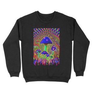 MIND MELT - MUSHROOMS BLACK LIGHT Unisex Crewneck Sweatshirt