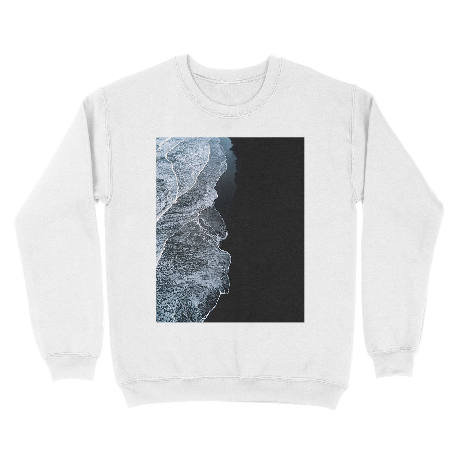 Minimalist waves and black sand beach in Iceland - Landscape Photography Unisex Crewneck Sweatshirt - Image 2