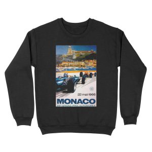 MONACO GRAND PRIX; Vintage 1966 Auto Racing Print Unisex Crewneck Sweatshirt