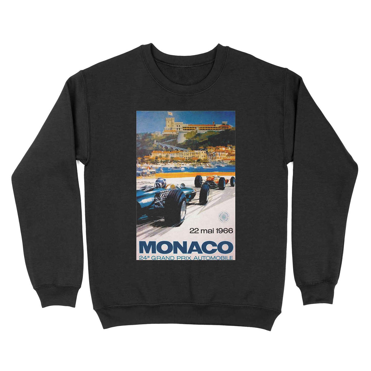 MONACO GRAND PRIX; Vintage 1966 Auto Racing Print Unisex Crewneck Sweatshirt
